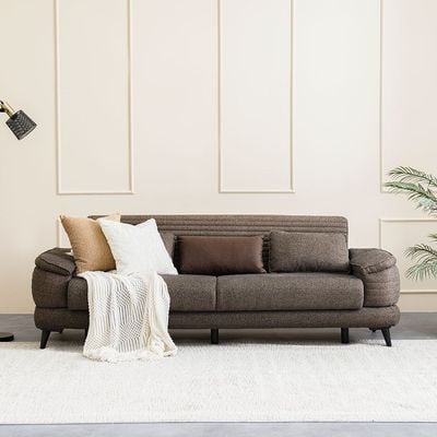 فوكستون -أريكة سرير قماش 3 مقاعد - بني داكن - مع ضمان لمدة عامين