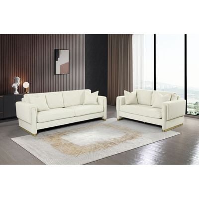 Eltham 3+2 Seater Fabric Sofa - White