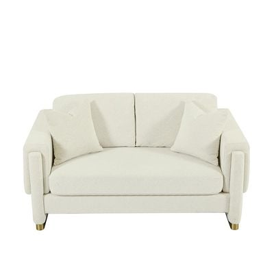 إلثام - أريكة قماشية بمقعدين - أبيض - مع ضمان مدة عامين