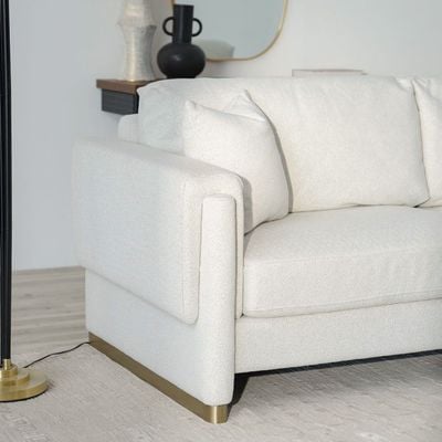 Eltham 3-Seater Fabric Sofa - White - With 2-Years Warranty