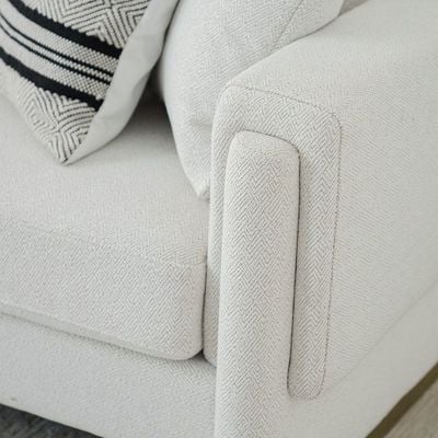 Eltham 3-Seater Fabric Sofa - White - With 2-Years Warranty