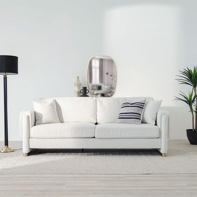 Eltham 3-Seater Fabric Sofa - White - With 2-Years Warranty