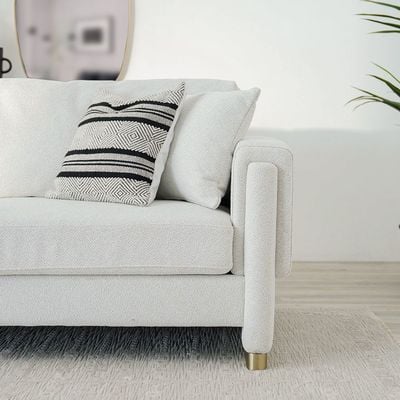 Eltham 3-Seater Fabric Sofa - White - With 2-Years Warranty