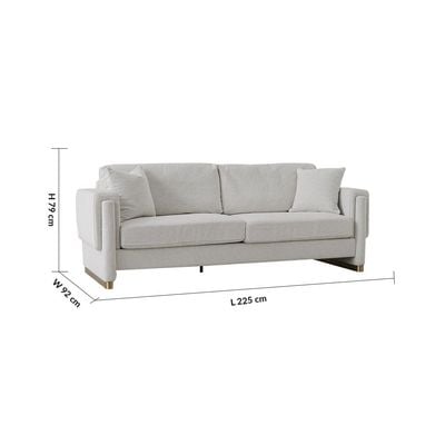 Eltham 3-Seater Fabric Sofa - White - With 2-Years Warranty