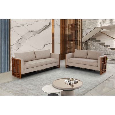 Leeston 3+2 Seater Fabric Sofa - Brown