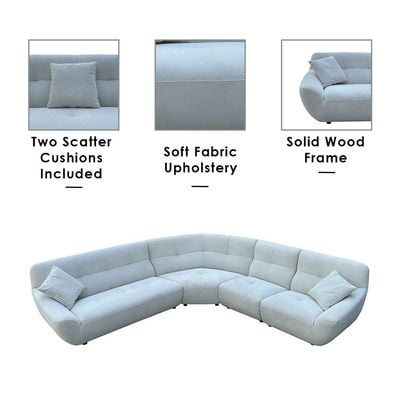 Artemio 5-Seater Sectional Fabric Corner Sofa - Milky White