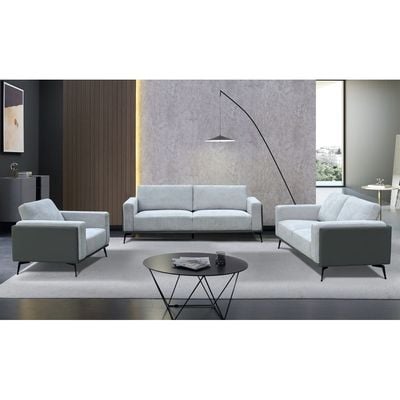 Vista 3+2+1 Seater Fabric Sofa - Warm Grey / Dark Grey