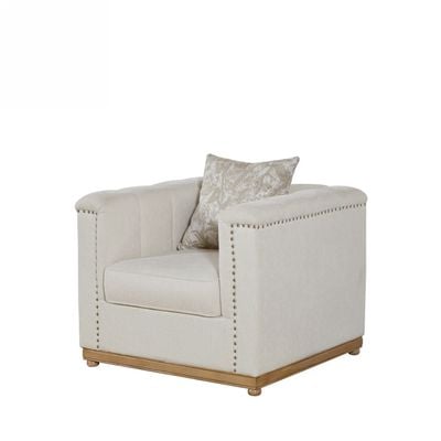 Artellis 1-Seater Fabric Sofa - White Chenille - With 2-Year Warranty