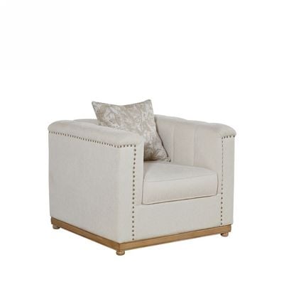 Artellis 1-Seater Fabric Sofa - White Chenille - With 2-Year Warranty