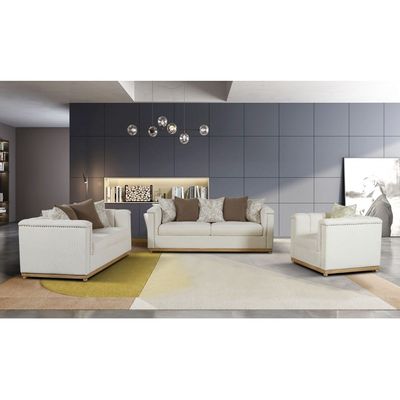 Artellis 1-Seater Fabric Sofa - White Chenille - With 2-Year Warranty