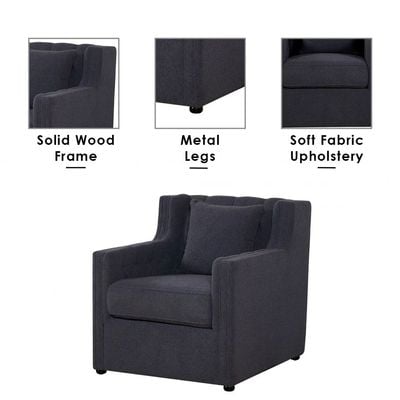 Psuedo 1-Seater Fabric Sofa - Charcoal - With 2-Year Warranty