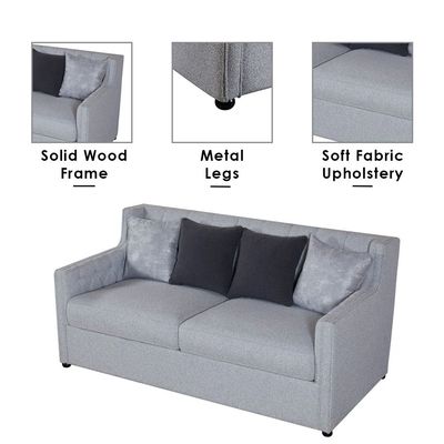 Psuedo 2 Seater Fabric Sofa - Light Grey