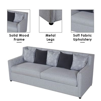 Psuedo 3 Seater Fabric Sofa - Light Grey