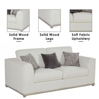 Hades 2 Seater Fabric Sofa - Milky White