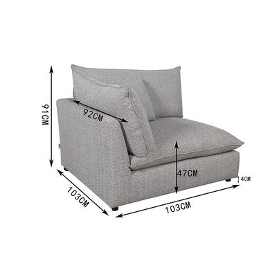 Napoleon 1-Seater Corner Fabric Modular Sofa – Grey - with 2-Year Warranty
