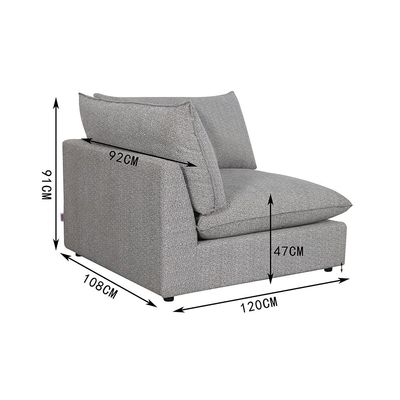 Napoleon 1-Seater Fabric Modular Sofa with Left Arm– Grey - With 2-Year Warranty