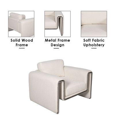 Paddington 1-Seater Fabric Accent Chair – Ivory - With 2-Year Warranty