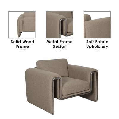 Paddington 1 Seater Fabric Accent Chair – Mélange Brown - With 2-Year Warranty