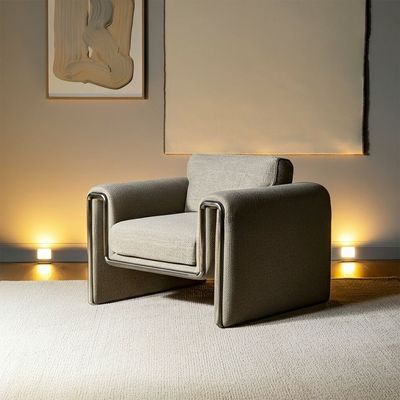Paddington 1 Seater Fabric Accent Chair – Mélange Brown - With 2-Year Warranty