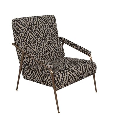Fresno 1-Seater Fabric Accent Chair - Beige/Black Pattern – With 2-Year warranty