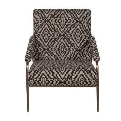 Fresno 1-Seater Fabric Accent Chair - Beige/Black Pattern – With 2-Year warranty