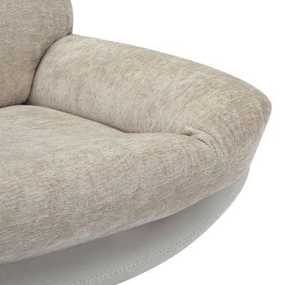 Lyndon 1-Seater Fabric Accent Chair with Ottoman - Beige - With 2-Year Warranty