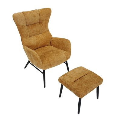 Malcolm 1-Seater Fabric Accent Chair with Ottoman - Honey Gold - With 2-Year Warranty