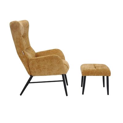 Malcolm 1-Seater Fabric Accent Chair with Ottoman - Honey Gold - With 2-Year Warranty