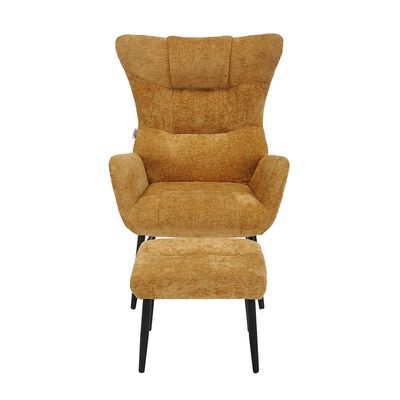 Malcolm 1-Seater Fabric Accent Chair with Ottoman - Honey Gold - With 2-Year Warranty