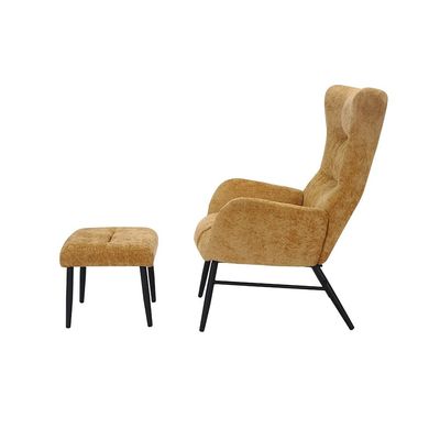 Malcolm 1-Seater Fabric Accent Chair with Ottoman - Honey Gold - With 2-Year Warranty