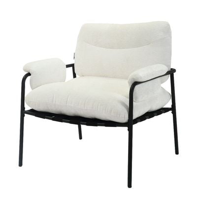 Powell 1-Seater Fabric Accent Chair - White - With 2-Year Warranty