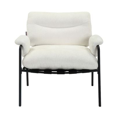 Powell 1-Seater Fabric Accent Chair - White - With 2-Year Warranty