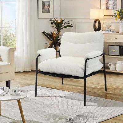 Powell 1-Seater Fabric Accent Chair - White - With 2-Year Warranty