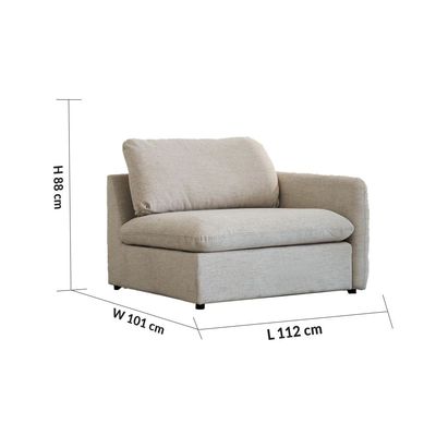 Cloud Fabric 4-Seater Sectional Sofa - Beige - With 2-Year Warranty