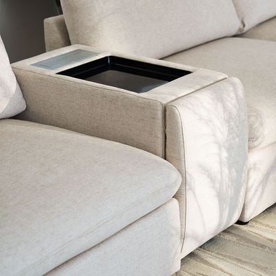 Cloud Fabric 4-Seater Sectional Sofa - Beige - With 2-Year Warranty