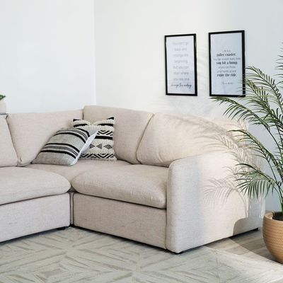 Cloud Fabric 4-Seater Sectional Sofa - Beige - With 2-Year Warranty