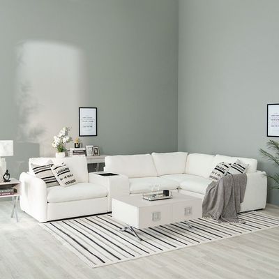 Cloud Fabric 4-Seater Sectional Sofa - Snow White - With 2-Year Warranty