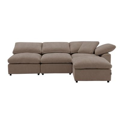 Laxus Modular Sectional 3 Seater Sofa Set-Brown