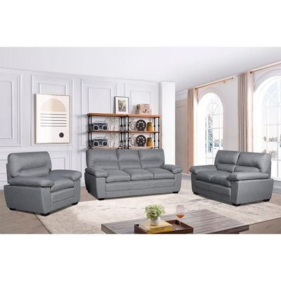 Meza 3+2+1 Seater Fabric Sofa Set - Steel Grey