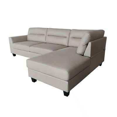 Helix 3-Seater Fabric Corner Sofa - Stone - With 2-Year Warranty