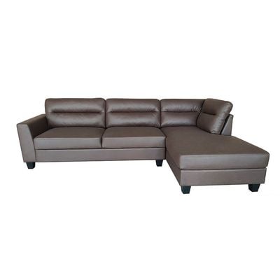 Helix 3-Seater Fabric Corner Sofa - Chocolate - With 2-Year Warranty