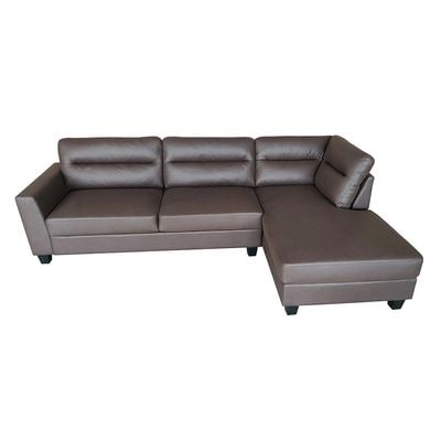 Helix 3-Seater Fabric Corner Sofa - Chocolate - With 2-Year Warranty