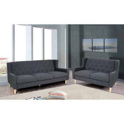 Zirco 6-Seater Fabric Sofa Set - Dark Grey - With 2-Year Warranty