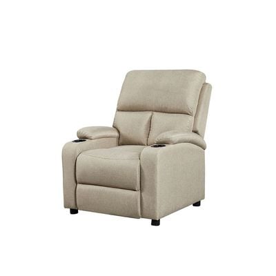 Mystic 1-Seater Fabric Pushback Recliner with Cup Holder - Khaki - With 2-Year Warranty