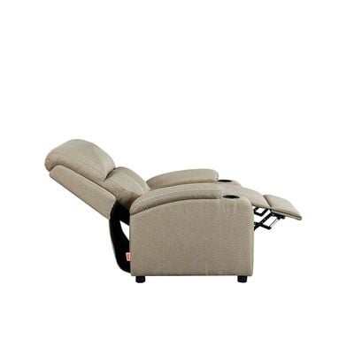 Mystic 1-Seater Fabric Pushback Recliner with Cup Holder - Khaki - With 2-Year Warranty