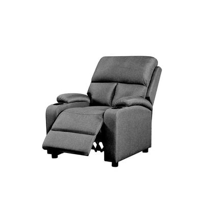 Mystic 1-Seater Fabric Pushback Recliner with Cup Holder - Grey - With 2-Year Warranty