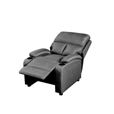 Mystic 1-Seater Fabric Pushback Recliner with Cup Holder - Grey - With 2-Year Warranty