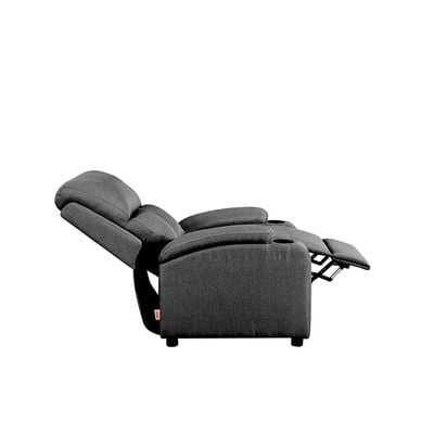 Mystic 1-Seater Fabric Pushback Recliner with Cup Holder - Grey - With 2-Year Warranty