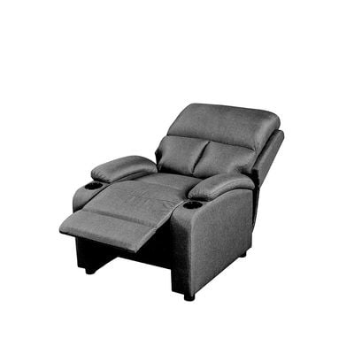 Mystic 1-Seater Fabric Pushback Recliner with Cup Holder - Grey - With 2-Year Warranty