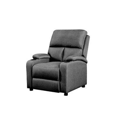 Mystic 1-Seater Fabric Pushback Recliner with Cup Holder - Grey - With 2-Year Warranty